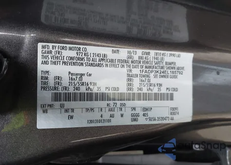 2014 Ford Focus Se z USA, uszkodzony, nr VIN 1FADP3K24EL185792